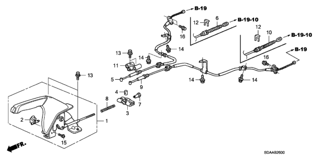 2007 Honda Accord Lever Assy., Parking Brake *NH167L* (GRAPHITE BLACK) Diagram for 47105-SDA-A04ZA