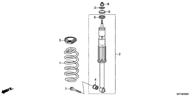 2012 Honda CR-Z Spring, Rear Diagram for 52441-SZT-A51