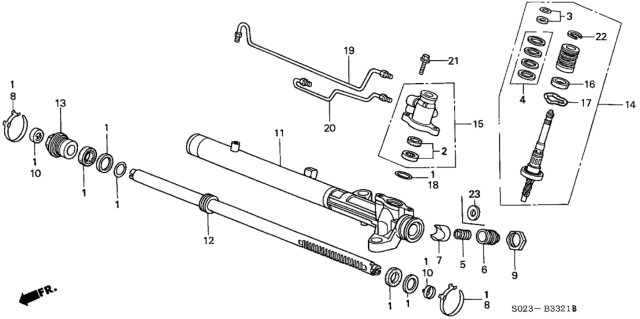 2000 Honda Civic P.S. Gear Box Components Diagram