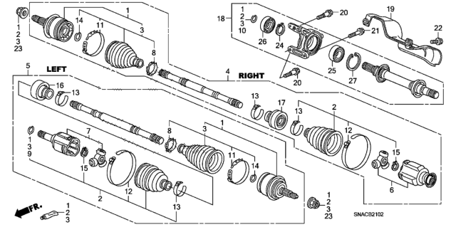 2010 Honda Civic Joint, Inboard Diagram for 44310-SVB-305