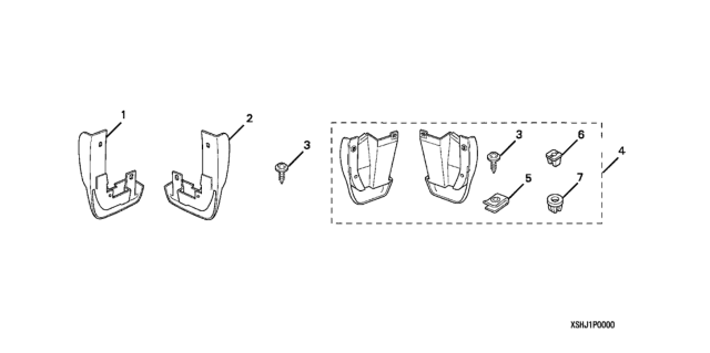 2007 Honda Odyssey 5 Door EXL (RES/NAVIGATION) KA 5AT Splash Guards Diagram