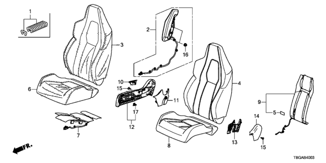 2020 Honda Civic 2 Door SI KA 6MT Front Seat (Passenger Side) Diagram