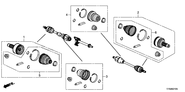 2017 Honda HR-V Front Driveshaft Set Short Parts Diagram