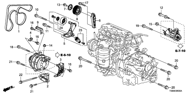 2015 Honda Civic Pulley, Idler Diagram for 31190-R0A-005