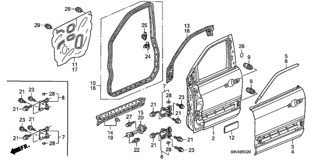 2008 Honda Pilot Front Door Panels Diagram