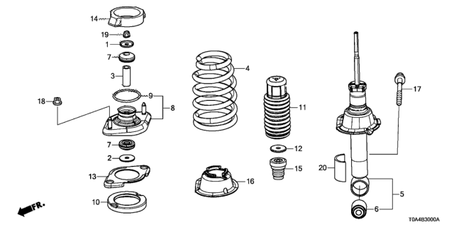 2012 Honda CR-V Seal, Shock Absorber Mounting Diagram for 52676-S5A-004