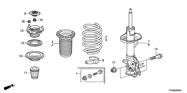 2012 Honda Civic Damper Unit, Rear Front Diagram for 51611-TR7-A03