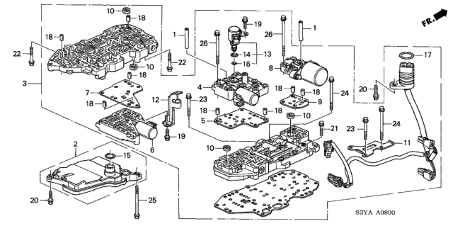 2005 Honda Insight 3 Door DX KA CVT AT Valve Body Diagram