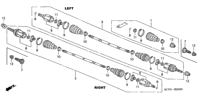 2003 Honda Element Driveshaft Assembly, Passenger Side Diagram for 42310-SCW-A00