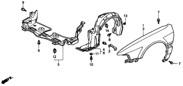 1993 Honda Accord 2 Door LX KL 5MT Fender Diagram