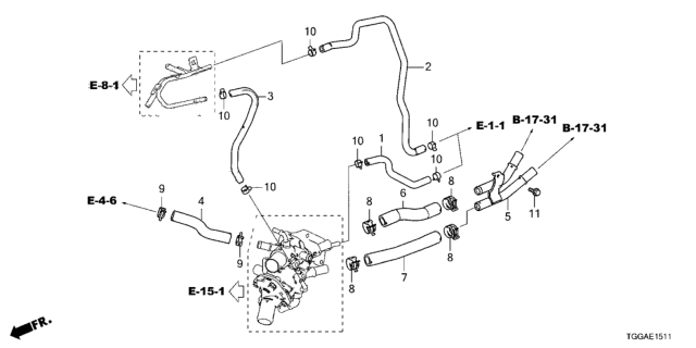 2021 Honda Civic 5 Door TR LE  (LIMITED EDITION) KA 6MT Water Hose Diagram