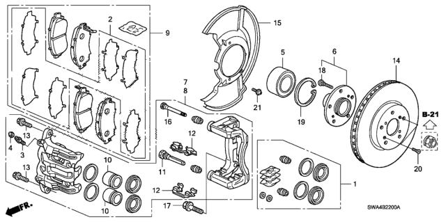 2011 Honda CR-V Front Brake Diagram