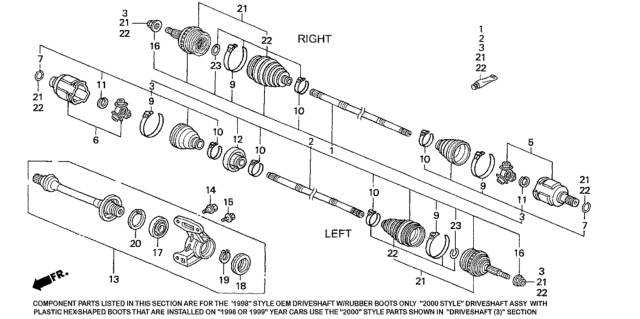 1998 Honda Accord 2 Door LX KA 5MT Driveshaft (L4) Diagram 1