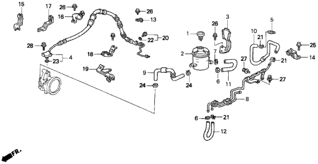 1997 Honda Del Sol Hose, Power Steering Diagram for 53713-SR3-A92