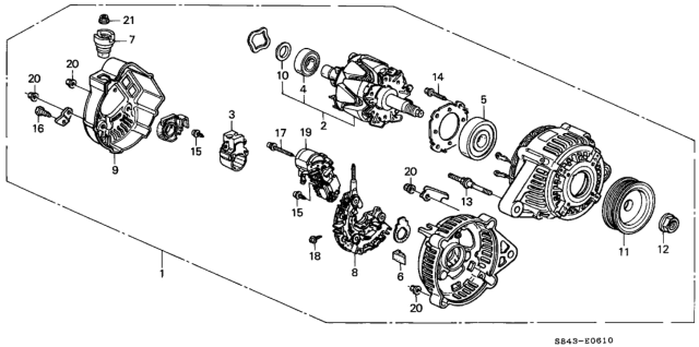 1998 Honda Accord Alternator Assembly (Cju-99) (Denso) Diagram for 31100-PAA-A01