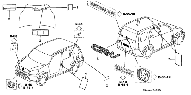 2006 Honda CR-V Placard, Specification (Usa) Diagram for 42762-S9A-A12