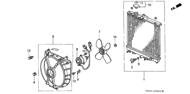 1994 Honda Civic Radiator (Denso) Diagram