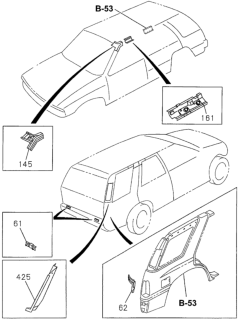 1994 Honda Passport 4 Door EX-W (4X4 V6) KA 5MT Front Inner Panel Reinforcements Diagram
