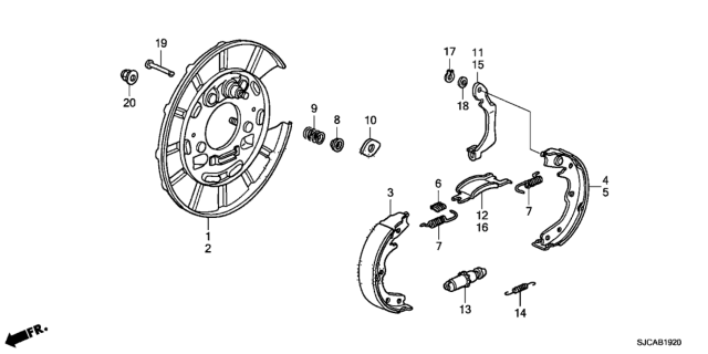 2014 Honda Ridgeline 4 Door RTL-S (SPECIAL EDITION) KA 5AT Parking Brake Shoe Diagram