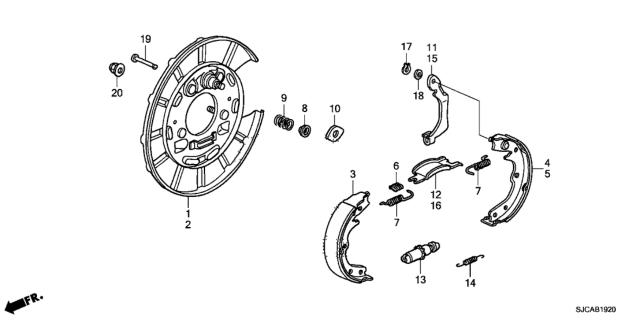 2014 Honda Ridgeline Parking Brake Shoe Diagram