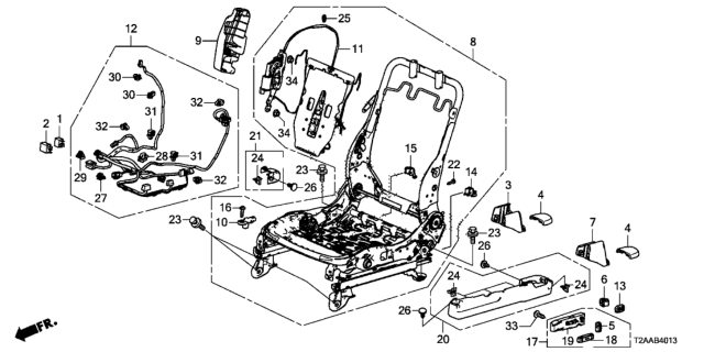 2017 Honda Accord Front Seat Components (Driver Side) (Power Seat) (Tachi-S) Diagram