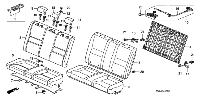 2006 Honda Civic 2 Door LX KA 5MT Rear Seat Diagram