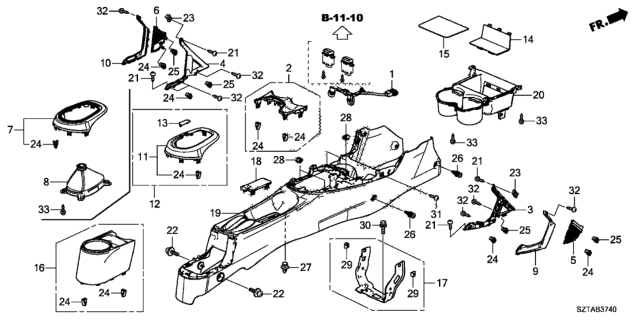 2013 Honda CR-Z Garnish Set, Shift *NH894L* (DARK MINERAL METALLIC) Diagram for 77275-SZT-G01ZB