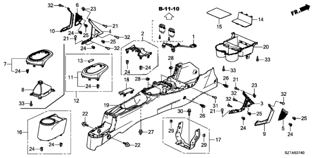 2014 Honda CR-Z Holder Assembly, Front Cup (Graphite Black) Diagram for 83455-SZT-G01ZA