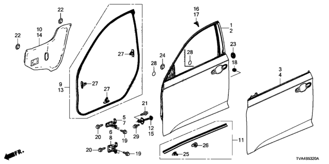 2021 Honda Accord Seal, L. FR. Door Hole Diagram for 72361-TVA-A11