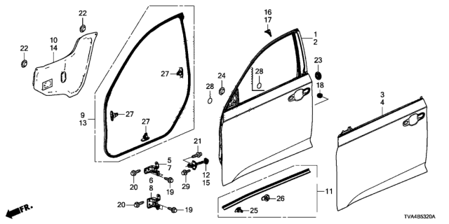 2021 Honda Accord Weatherstrip, R. FR. Door Diagram for 72310-TVA-A01