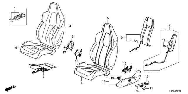 2020 Honda Civic Front Seat (Driver Side) Diagram