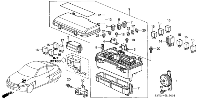 2003 Honda Insight Control Unit (Engine Room) Diagram