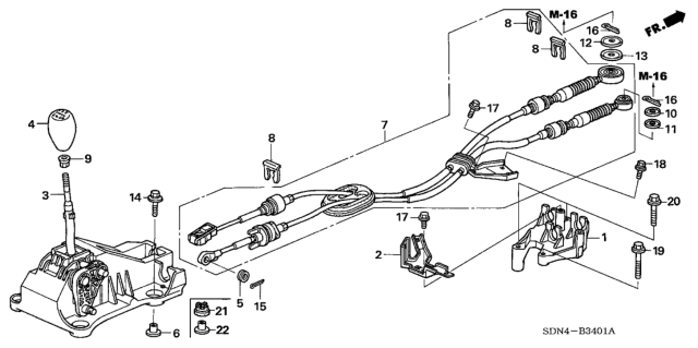 2006 Honda Accord Shift Lever (V6) Diagram