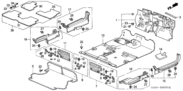 1997 Honda CR-V Floor Mat Diagram