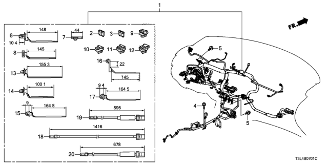 2015 Honda Accord Wire Harness, Instrument Diagram for 32117-T3L-A32