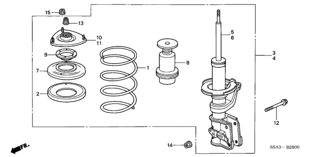 2002 Honda Civic Front Shock Absorber Diagram