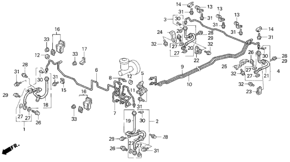 1994 Honda Prelude 2 Door S KA 5MT Brake Lines Diagram