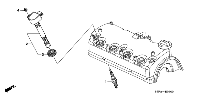 2005 Honda Civic Spark Plug (Pkj20Cr-M11) (Denso) Diagram for 12290-PGE-A01