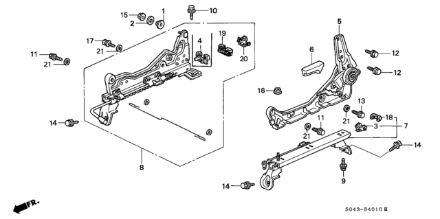 1996 Honda Civic Front Seat Components (Driver Side) Diagram