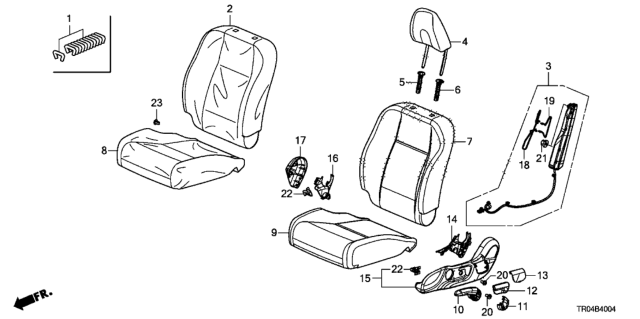 2012 Honda Civic Front Seat (Driver Side) (Sports Seat) Diagram