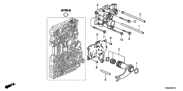 2012 Honda Civic 2 Door EX-L KA 5AT AT Regulator Body Diagram