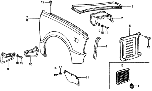 1976 Honda Civic Front Fender Diagram