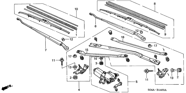 1998 Honda Civic Front Windshield Wiper Diagram