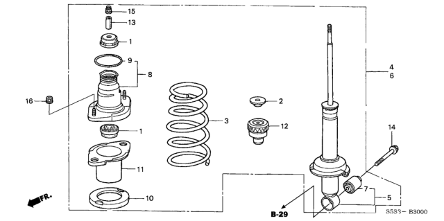 2005 Honda Civic Shock Absorber Assembly, Left Rear Diagram for 52620-S5T-A12