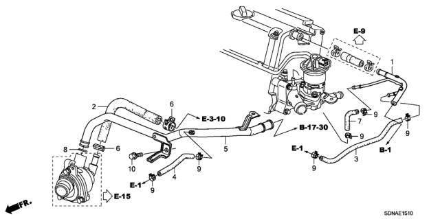 2007 Honda Accord Pipe, Heater Diagram for 19510-RAA-A10