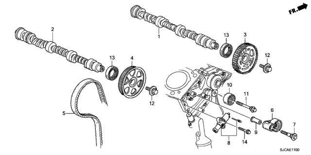 2014 Honda Ridgeline Camshaft, Rear Diagram for 14200-RJE-A00