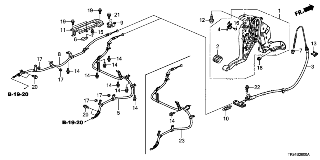 2012 Honda Odyssey Wire B, Driver Side Parking Brake Diagram for 47560-TK8-A01