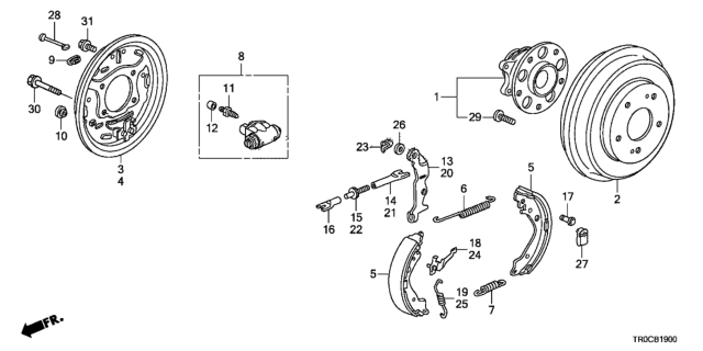 2014 Honda Civic Rear Brake (Drum) Diagram