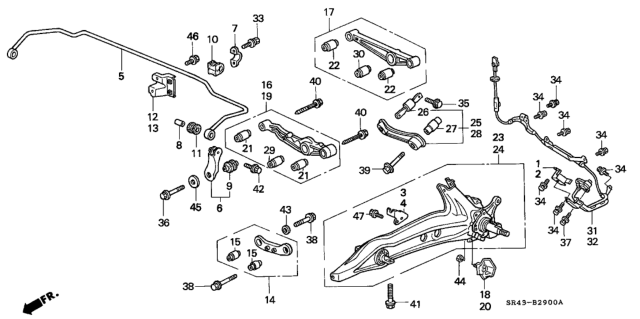 1993 Honda Civic Bush, Stabilizer Linkage Diagram for 52314-SH3-000