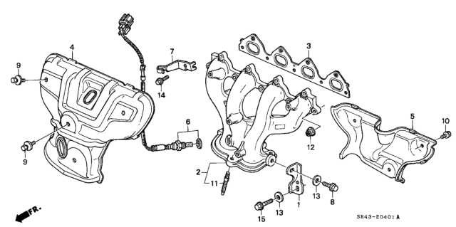 1993 Honda Civic Manifold Assembly, Exhuast Diagram for 18100-P08-000